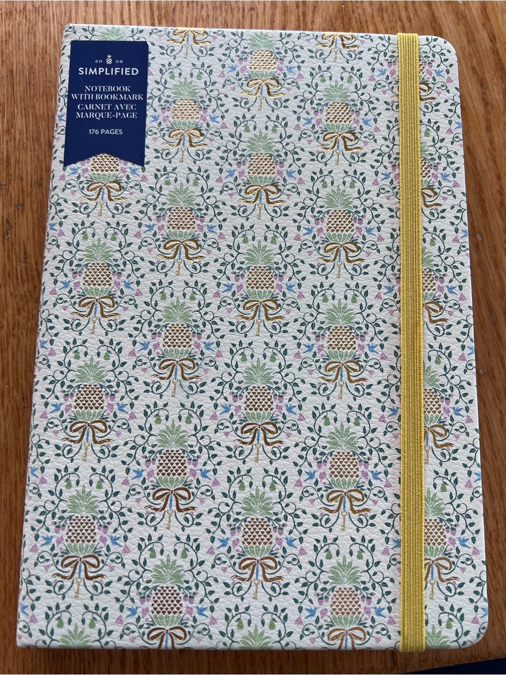 Simplified Pineapple Pattern Notebook with Yellow Elastic and bookmark 8 1/2x 6”